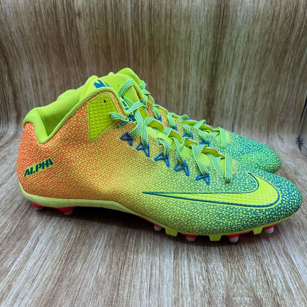 Nike Alpha Pro‎ 2 TD Men's Size 16 Mid Football Cleats Neon Yellow 725223-774